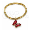 Oro Laminado Fancy Bracelet, Gold Filled Style Expandable Bead and Butterfly Design, with Light Siam Crystal and White Micro Pave, Polished, Golden Finish, 03.341.0112.3.07 (04 MM Thickness, 7 Inches Length)