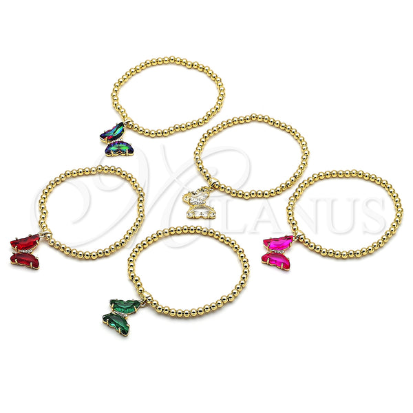 Gold Filled Bracelet — Fancy Bracelet Expandable Bead and Butterfly Design with — main product view — SKU 151868 | Oro Laminado brazalete — elegante Bracelet Expandable Bead and Butterfly diseño with — SKU 151868