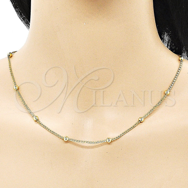 Gold Filled Necklace — Fancy Necklace Ball and Curb Design Polished 04. — alternate product view — SKU 151870 | Oro Laminado collar — elegante Necklace Ball and Curb diseño pulido 04. — SKU 151870