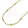 Oro Laminado Fancy Necklace, Gold Filled Style Ball and Curb Design, Polished, Golden Finish, 04.341.0101.16 (02 MM Thickness, 16 Inches Length)