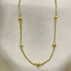 Oro Laminado Fancy Necklace, Gold Filled Style Ball and Curb Design, Polished, Golden Finish, 04.341.0101.16 (02 MM Thickness, 16 Inches Length)