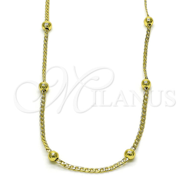 Gold Filled Necklace — Fancy Necklace Ball and Curb Design Polished 04. — main product view — SKU 151870 | Oro Laminado collar — elegante Necklace Ball and Curb diseño pulido 04. — SKU 151870