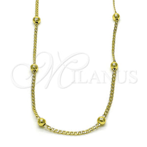 Gold Filled Necklace — Fancy Necklace Ball and Curb Design Polished 04. — main product view — SKU 151870 | Oro Laminado collar — elegante Necklace Ball and Curb diseño pulido 04. — SKU 151870