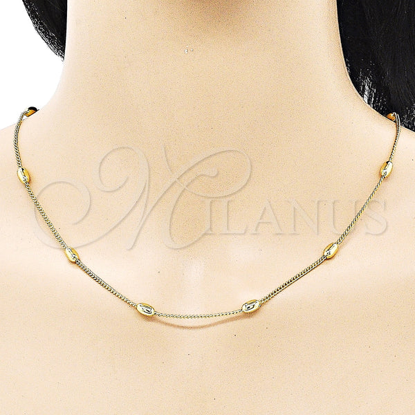 Gold Filled Necklace — Fancy Necklace Curb and Ball Design Polished 04. — alternate product view — SKU 151873 | Oro Laminado collar — elegante Necklace Curb and Ball diseño pulido 04. — SKU 151873