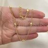 Oro Laminado Fancy Necklace, Gold Filled Style Curb and Ball Design, Polished, Golden Finish, 04.341.0104.18 (02 MM Thickness, 18 Inches Length)