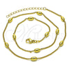Oro Laminado Fancy Necklace, Gold Filled Style Curb and Ball Design, Polished, Golden Finish, 04.341.0104.18 (02 MM Thickness, 18 Inches Length)