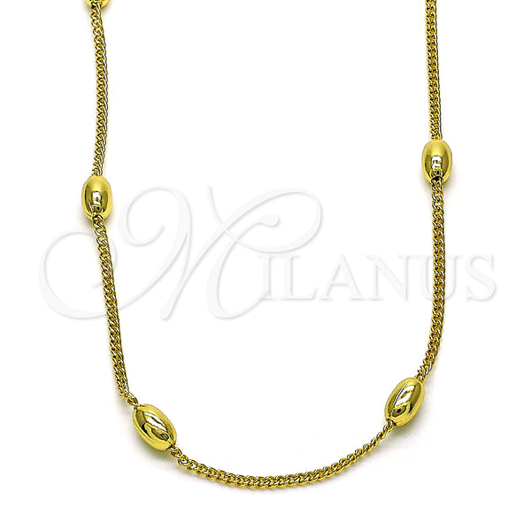 Gold Filled Necklace — Fancy Necklace Curb and Ball Design Polished 04. — main product view — SKU 151873 | Oro Laminado collar — elegante Necklace Curb and Ball diseño pulido 04. — SKU 151873