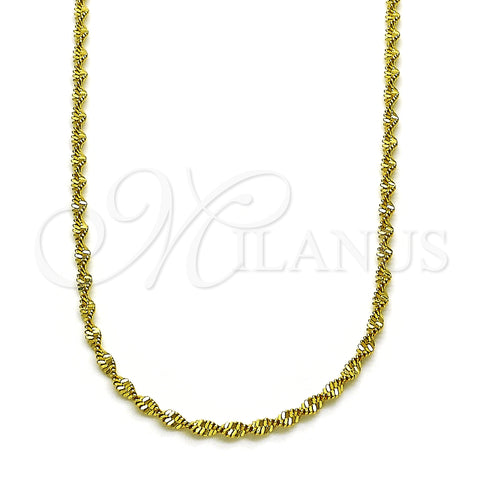 Oro Laminado Basic Necklace, Gold Filled Style Rope Design, Polished, Golden Finish, 04.341.0105.18 (02 MM Thickness, 18 Inches Length)
