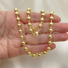 Oro Laminado Fancy Necklace, Gold Filled Style Ball Design, Polished, Golden Finish, 04.341.0109.18