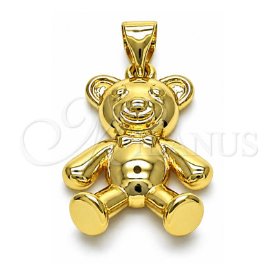 Oro Laminado Fancy Pendant, Gold Filled Style Teddy Bear Design, Polished, Golden Finish, 05.341.0069