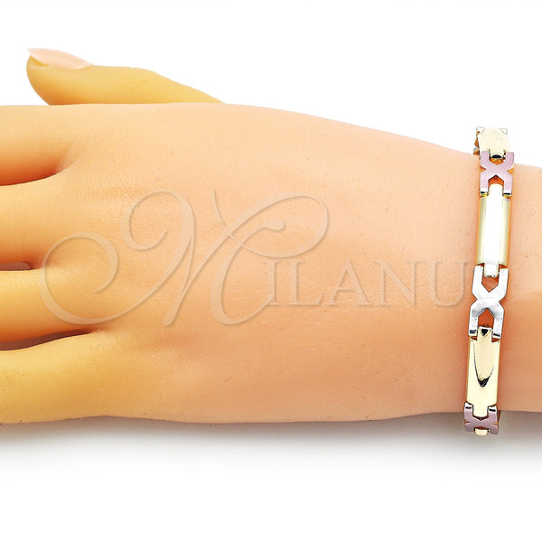 Gold Filled Bracelet — Solid Bracelet Polished Tricolor 03. 07 MM Thickness — main product view — SKU 151910 | Oro Laminado brazalete — Solid Bracelet pulido Tricolor 03. 07 MM Thickness — SKU 151910