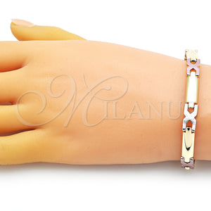 Gold Filled Bracelet — Solid Bracelet Polished Tricolor 03. 07 MM Thickness — main product view — SKU 151910 | Oro Laminado brazalete — Solid Bracelet pulido Tricolor 03. 07 MM Thickness — SKU 151910