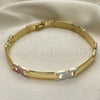 Oro Laminado Solid Bracelet, Gold Filled Style Polished, Tricolor, 03.102.0051.08 (07 MM Thickness, 8 Inches Length)