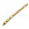 Oro Laminado Solid Bracelet, Gold Filled Style Polished, Tricolor, 03.102.0051.08 (07 MM Thickness, 8 Inches for wholesale, main product view