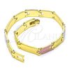 Oro Laminado Solid Bracelet, Gold Filled Style Polished, Tricolor, 03.102.0052.08 (07 MM Thickness, 8 Inches Length)