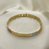 Oro Laminado Solid Bracelet, Gold Filled Style Polished, Tricolor, 03.102.0052.08 (07 MM Thickness, 8 Inches Length)