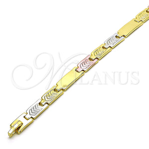 Gold Filled Bracelet — Solid Bracelet Polished Tricolor 03. 07 MM Thickness — main product view — SKU 151911 | Oro Laminado brazalete — Solid Bracelet pulido Tricolor 03. 07 MM Thickness — SKU 151911