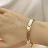 Oro Laminado Solid Bracelet, Gold Filled Style Polished, Tricolor, 03.102.0053.08 (07 MM Thickness, 8 Inches Length)