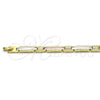 Oro Laminado Solid Bracelet, Gold Filled Style Polished, Tricolor, 03.102.0053.08 (07 MM Thickness, 8 Inches Length)