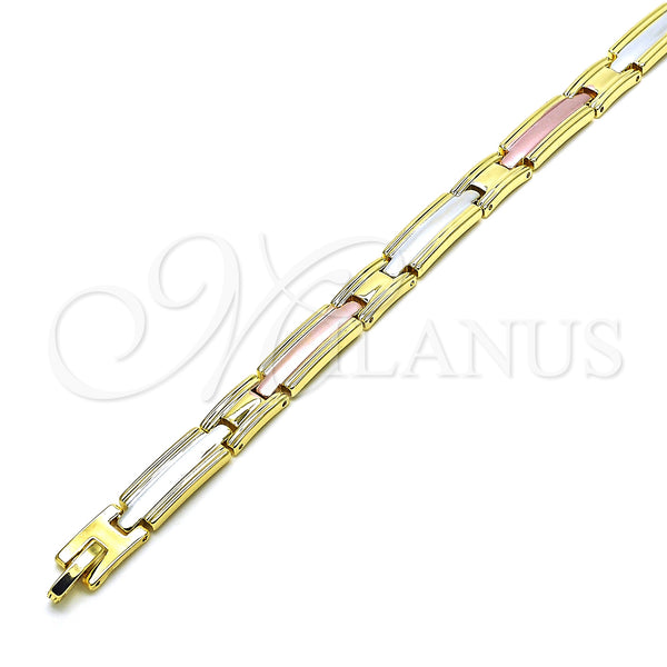 Gold Filled Bracelet — Solid Bracelet Polished Tricolor 03. 07 MM Thickness — main product view — SKU 151912 | Oro Laminado brazalete — Solid Bracelet pulido Tricolor 03. 07 MM Thickness — SKU 151912