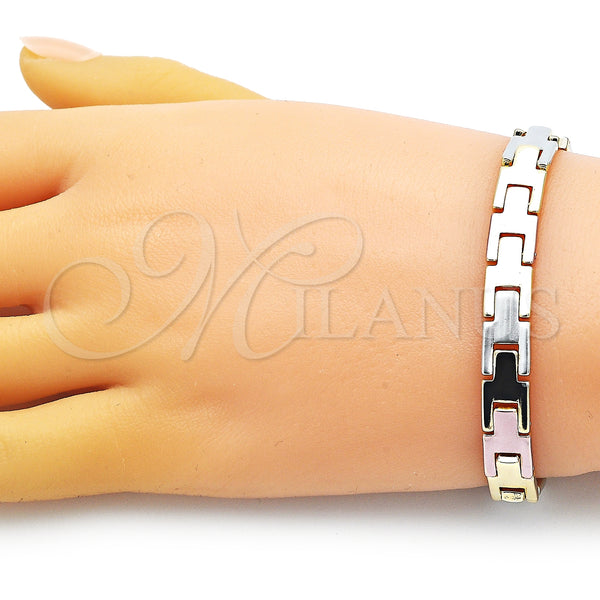 Gold Filled Bracelet — Solid Bracelet Polished Tricolor 03. 08 MM Thickness — alternate product view — SKU 151913 | Oro Laminado brazalete — Solid Bracelet pulido Tricolor 03. 08 MM Thickness — SKU 151913