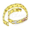 Oro Laminado Solid Bracelet, Gold Filled Style Polished, Tricolor, 03.102.0054.08 (08 MM Thickness, 8 Inches Length)