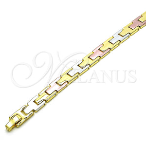 Gold Filled Bracelet — Solid Bracelet Polished Tricolor 03. 08 MM Thickness — main product view — SKU 151913 | Oro Laminado brazalete — Solid Bracelet pulido Tricolor 03. 08 MM Thickness — SKU 151913