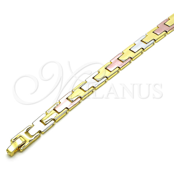 Gold Filled Bracelet — Solid Bracelet Polished Tricolor 03. 08 MM Thickness — main product view — SKU 151913 | Oro Laminado brazalete — Solid Bracelet pulido Tricolor 03. 08 MM Thickness — SKU 151913