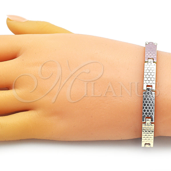 Gold Filled Bracelet — Solid Bracelet Polished Tricolor 03. 07 MM Thickness — alternate product view — SKU 151914 | Oro Laminado brazalete — Solid Bracelet pulido Tricolor 03. 07 MM Thickness — SKU 151914