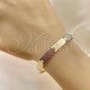 Oro Laminado Solid Bracelet, Gold Filled Style Polished, Tricolor, 03.102.0055.08 (07 MM Thickness, 8 Inches Length)