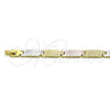 Oro Laminado Solid Bracelet, Gold Filled Style Polished, Tricolor, 03.102.0055.08 (07 MM Thickness, 8 Inches Length)