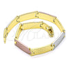 Oro Laminado Solid Bracelet, Gold Filled Style Polished, Tricolor, 03.102.0055.08 (07 MM Thickness, 8 Inches Length)