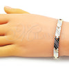 Oro Laminado Solid Bracelet, Gold Filled Style Polished, Tricolor, 03.102.0056.08 (07 MM Thickness, 8 Inches Length)