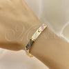 Oro Laminado Solid Bracelet, Gold Filled Style Polished, Tricolor, 03.102.0056.08 (07 MM Thickness, 8 Inches Length)