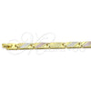 Oro Laminado Solid Bracelet, Gold Filled Style Polished, Tricolor, 03.102.0056.08 (07 MM Thickness, 8 Inches Length)