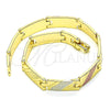 Oro Laminado Solid Bracelet, Gold Filled Style Polished, Tricolor, 03.102.0056.08 (07 MM Thickness, 8 Inches Length)