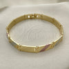 Oro Laminado Solid Bracelet, Gold Filled Style Polished, Tricolor, 03.102.0056.08 (07 MM Thickness, 8 Inches Length)