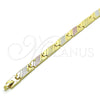 Oro Laminado Solid Bracelet, Gold Filled Style Polished, Tricolor, 03.102.0056.08 (07 MM Thickness, 8 Inches Length)