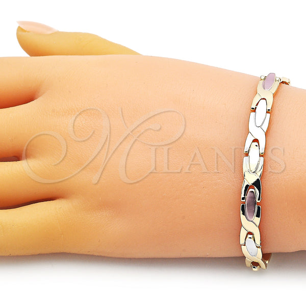 Gold Filled Bracelet — Solid Bracelet Polished Tricolor 03. 07 MM Thickness — alternate product view — SKU 151916 | Oro Laminado brazalete — Solid Bracelet pulido Tricolor 03. 07 MM Thickness — SKU 151916