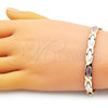 Oro Laminado Solid Bracelet, Gold Filled Style Polished, Tricolor, 03.102.0057.08 (07 MM Thickness, 8 Inches Length)