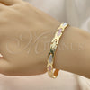 Oro Laminado Solid Bracelet, Gold Filled Style Polished, Tricolor, 03.102.0057.08 (07 MM Thickness, 8 Inches Length)
