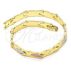 Oro Laminado Solid Bracelet, Gold Filled Style Polished, Tricolor, 03.102.0057.08 (07 MM Thickness, 8 Inches Length)
