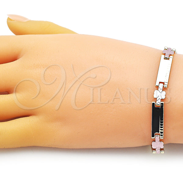 Gold Filled Bracelet — Solid Bracelet Butterfly Design Polished Tricolor 03. 07 — alternate product view — SKU 151917 | Oro Laminado brazalete — Solid Bracelet Butterfly diseño pulido Tricolor 03. 07 — SKU 151917