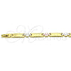 Oro Laminado Solid Bracelet, Gold Filled Style Butterfly Design, Polished, Tricolor, 03.102.0060.08 (07 MM Thickness, 8 Inches Length)