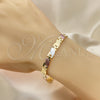 Oro Laminado Solid Bracelet, Gold Filled Style Polished, Tricolor, 03.102.0058.08 (06 MM Thickness, 8 Inches Length)