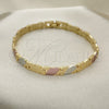 Oro Laminado Solid Bracelet, Gold Filled Style Polished, Tricolor, 03.102.0058.08 (06 MM Thickness, 8 Inches Length)