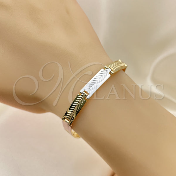 Gold Filled Bracelet — Solid Bracelet Polished Tricolor 03. 07 MM Thickness — alternate product view — SKU 151919 | Oro Laminado brazalete — Solid Bracelet pulido Tricolor 03. 07 MM Thickness — SKU 151919