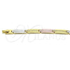 Oro Laminado Solid Bracelet, Gold Filled Style Polished, Tricolor, 03.102.0059.08 (07 MM Thickness, 8 Inches Length)