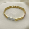 Oro Laminado Solid Bracelet, Gold Filled Style Polished, Tricolor, 03.102.0059.08 (07 MM Thickness, 8 Inches Length)