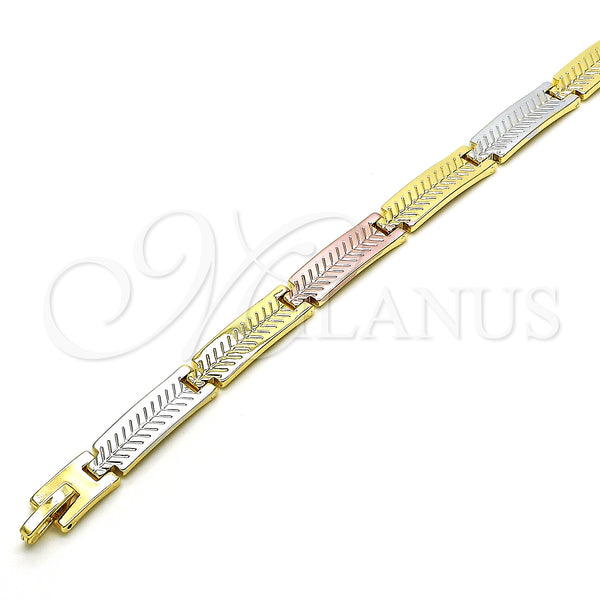 Gold Filled Bracelet — Solid Bracelet Polished Tricolor 03. 07 MM Thickness — main product view — SKU 151919 | Oro Laminado brazalete — Solid Bracelet pulido Tricolor 03. 07 MM Thickness — SKU 151919
